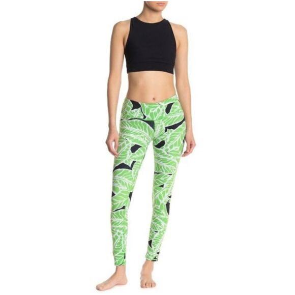 ALO Yoga Pants - Alo Palm Springs Printed High Rise Leggings Size S Small Green Cream